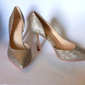 JENN ARDOR Stiletto High Heel Shoes for Women: Gold Glitter 7 1/2 M